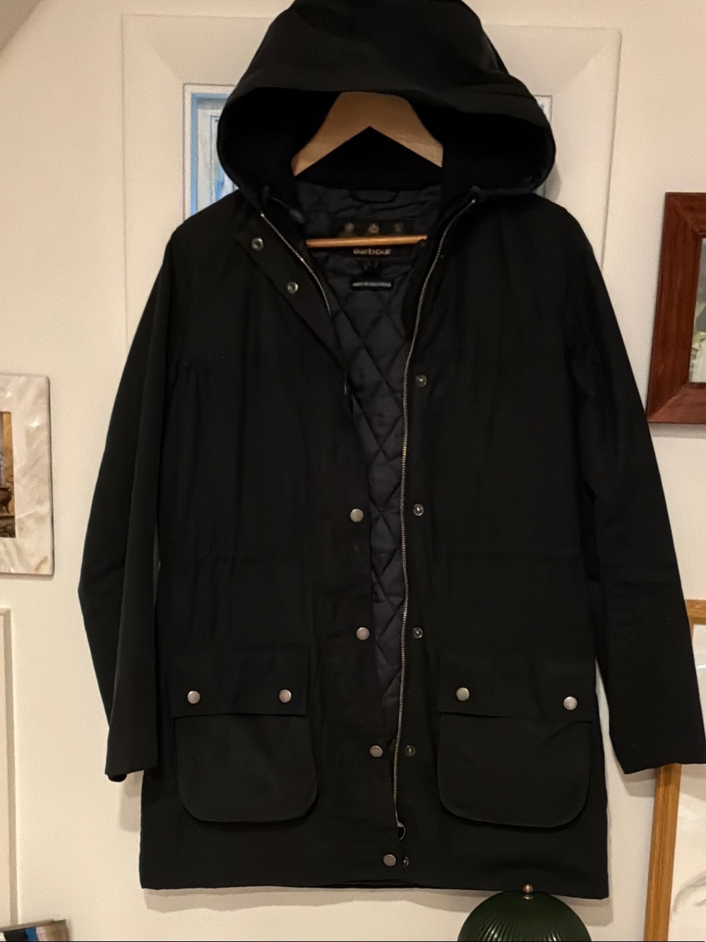 Barbour Black Hooded Quilted-Lined utilicoat